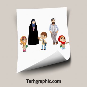 دانلود فایل لایه باز کاراکتر کارتونی تصویر خانواده ایرانی