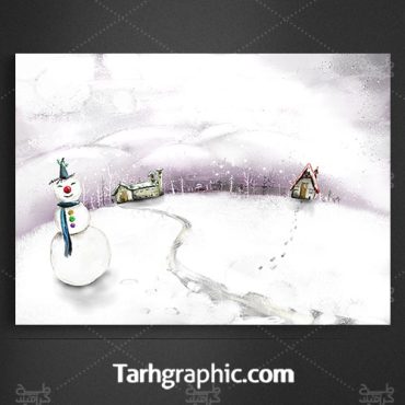 دانلود تصویر لایه باز نقاشی برف و آدم برفی