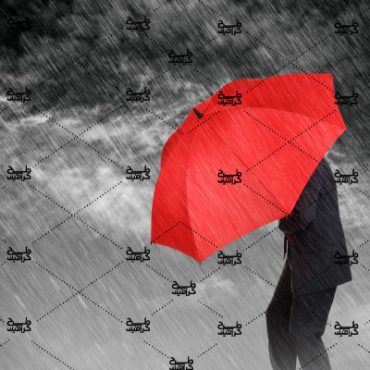 دانلود عکس باران به همراه چتر قرمز