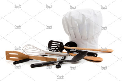 دانلود تصویر کلاه سرآشپز به همراه ملاقه چوبی و پلاستیکی