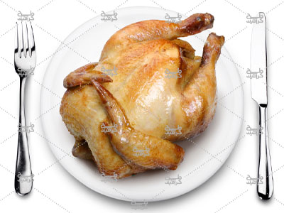 دانلود عکس مرغ سوخاری در بشقاب