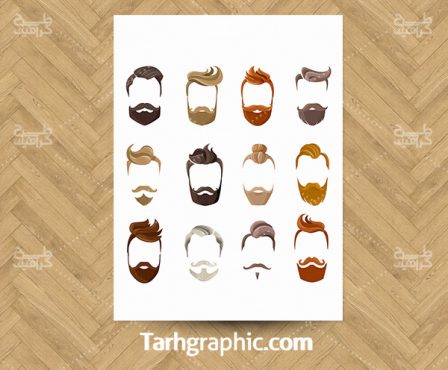 دانلود وکتور مدل ریش و مو مردانه با فرمت Eps - فروشگاه فایل طرح گرافیک