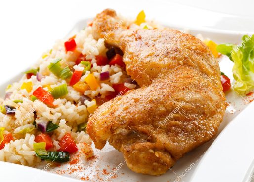 عکس ران مرغ همراه با برنج