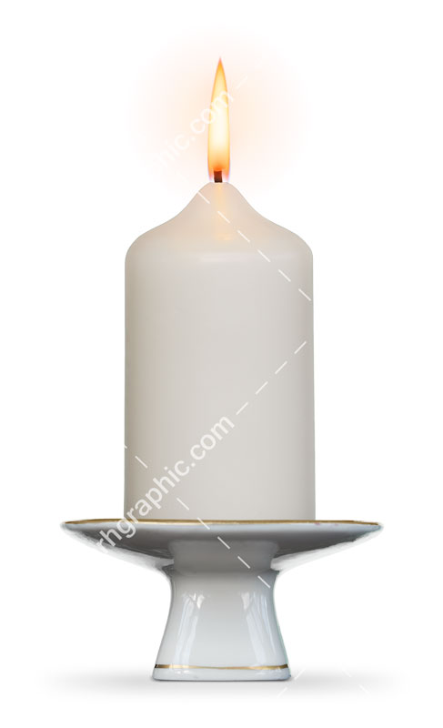 دانلود تصویر شمع سفید روشن و جا شمعی