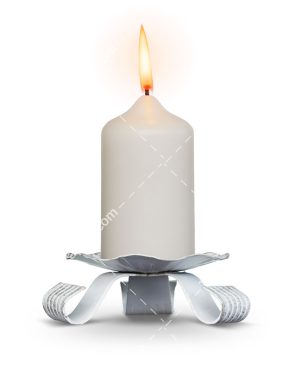 دانلود عکس شمع سفید روشن و جا شمعی