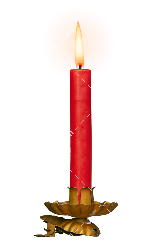 تصویر دوربری شمع و جا شمعی قرمز ساده