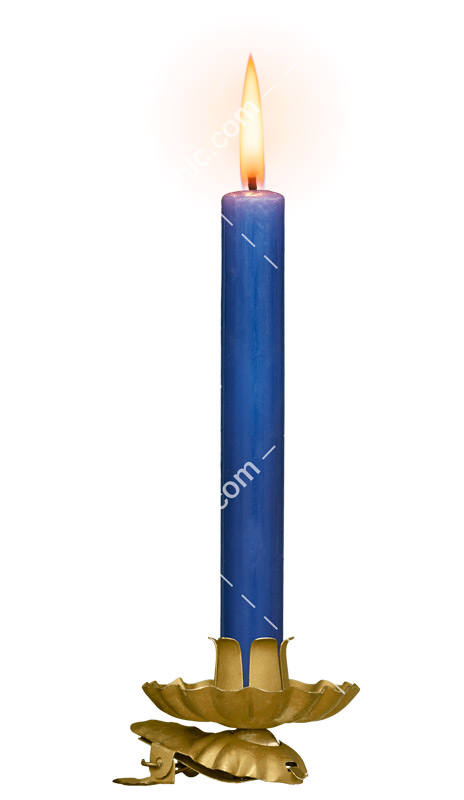 تصویر PNG و دوربری شمع روشن آبی رنگ