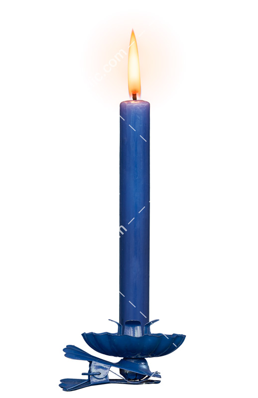 دانلود تصویر RGB شمع روشن آبی رنگ و جا شمعی